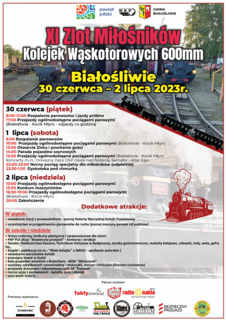 XI Zlot Miłośników Kolejek Wąskotorowych 600 mm - program